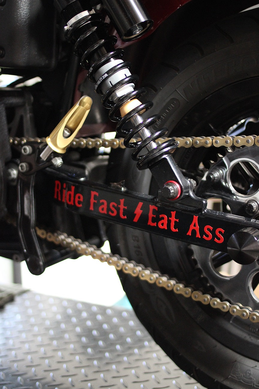 Ride Fast / Eat Ass Swingarm Sticker