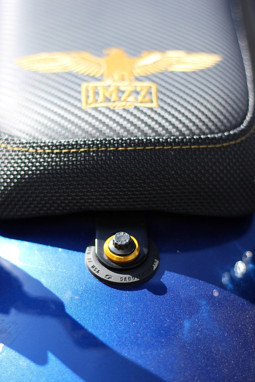 ARP Harley seat bolt with gold billet aluminum beauty washer