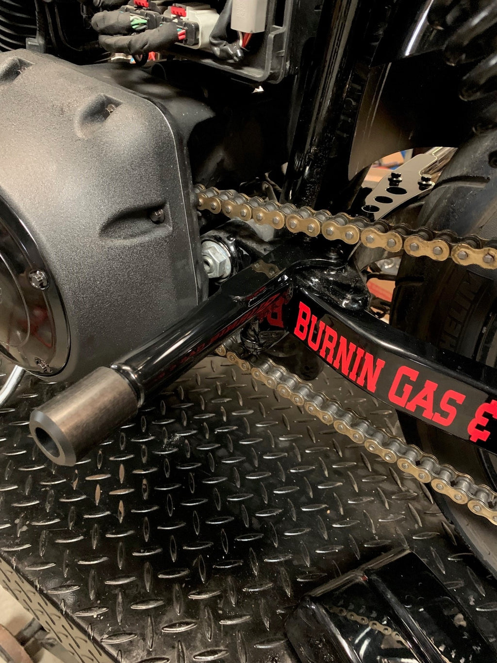 Burnin Gas & Eatin Ass Swingarm Sticker