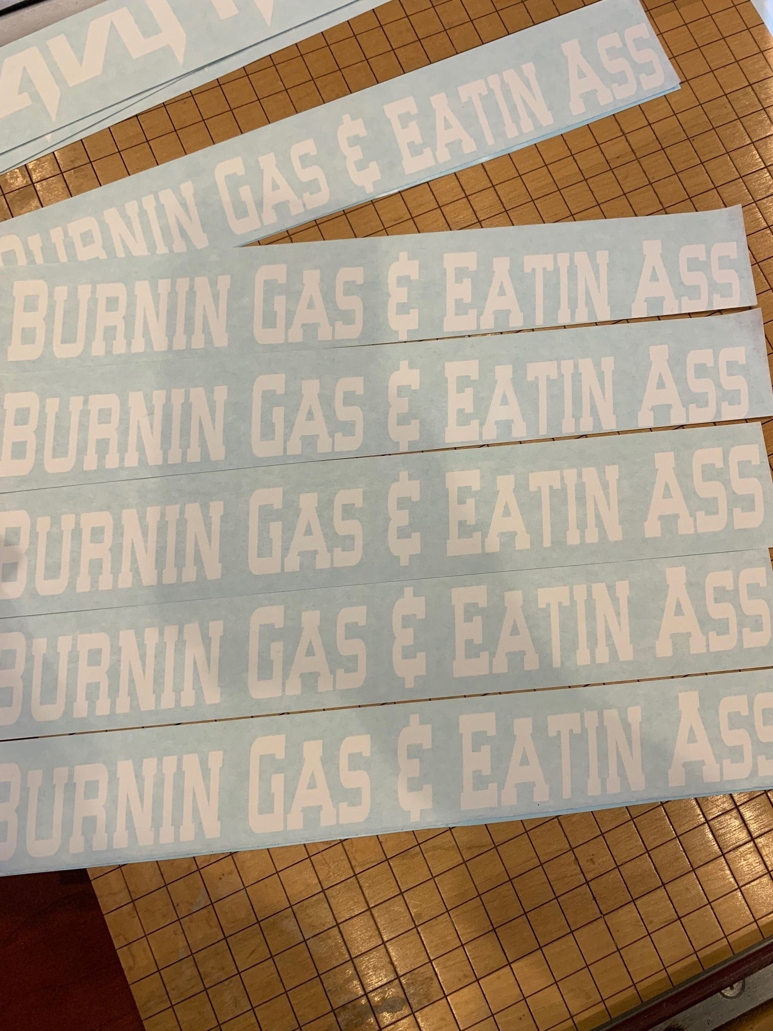 Burnin Gas & Eatin Ass Swingarm Sticker