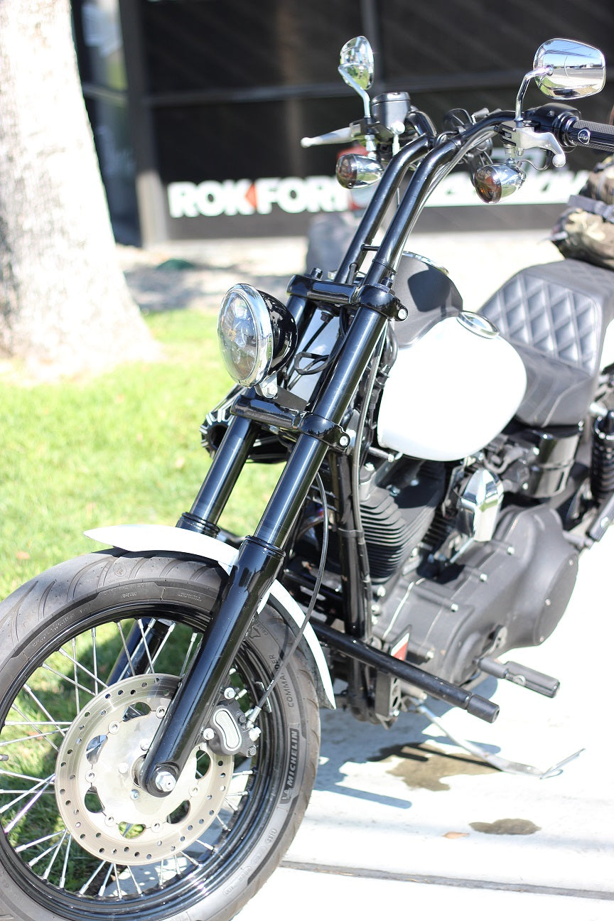 Elite Black DLC 49mm fork tubes for Harley-Davidson Touring, Softail, and Dyna motorcycles