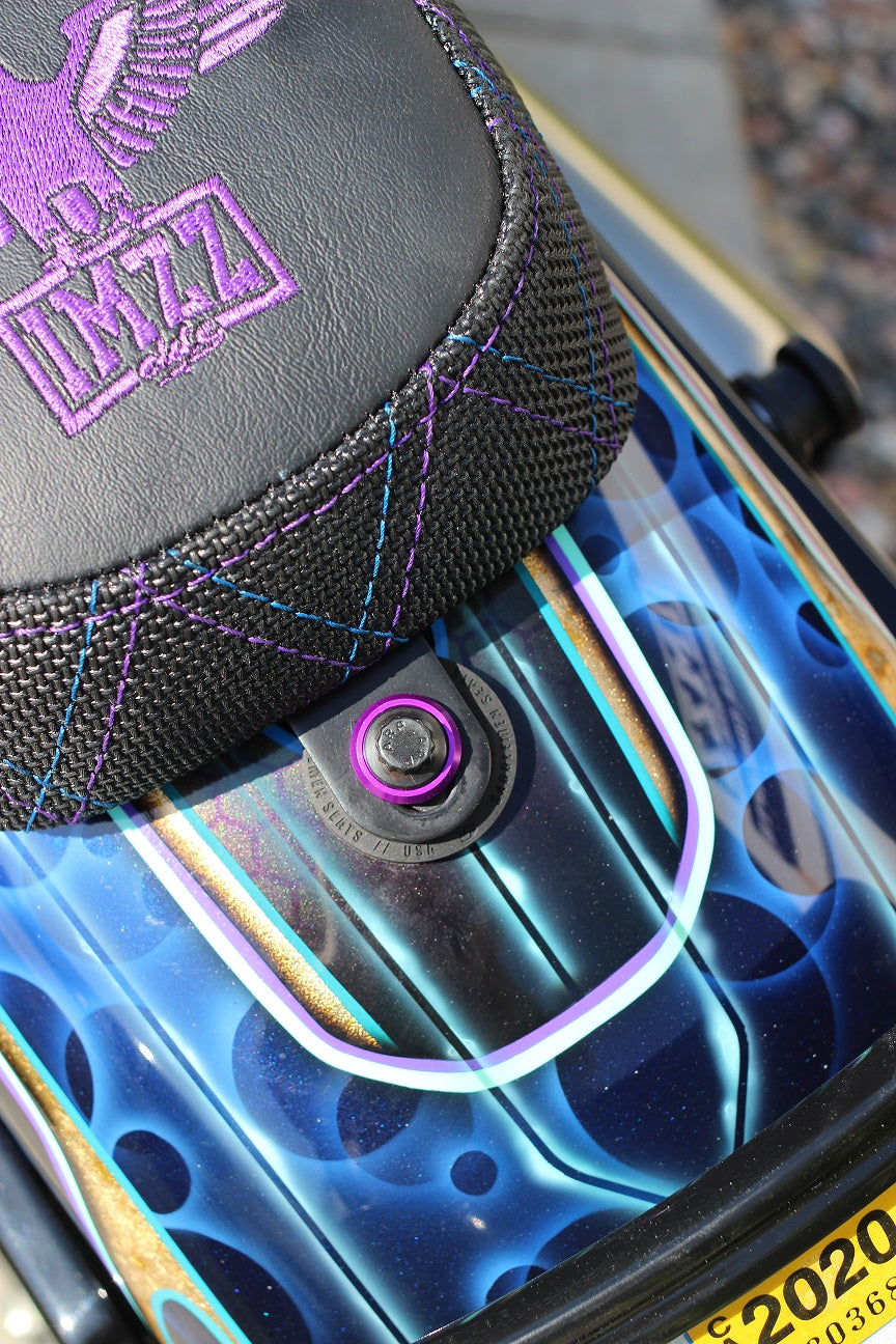 Black ARP 12-point Harley seat bolt with billet aluminum washer