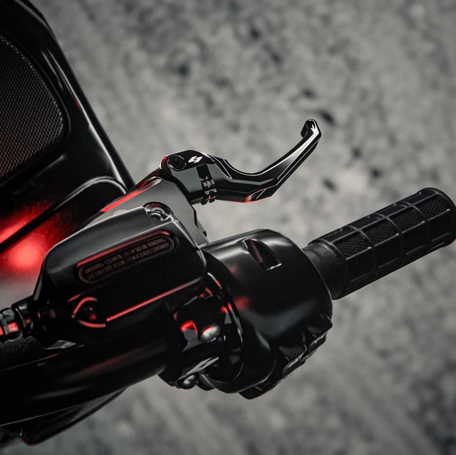 Kraus TALON adjustable levers installed on Harley Road Glide