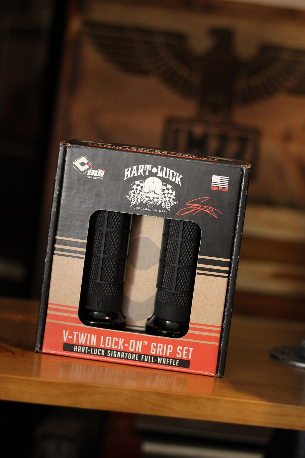 ODI x Hart Luck Waffle Harley Lock-On Grip Set