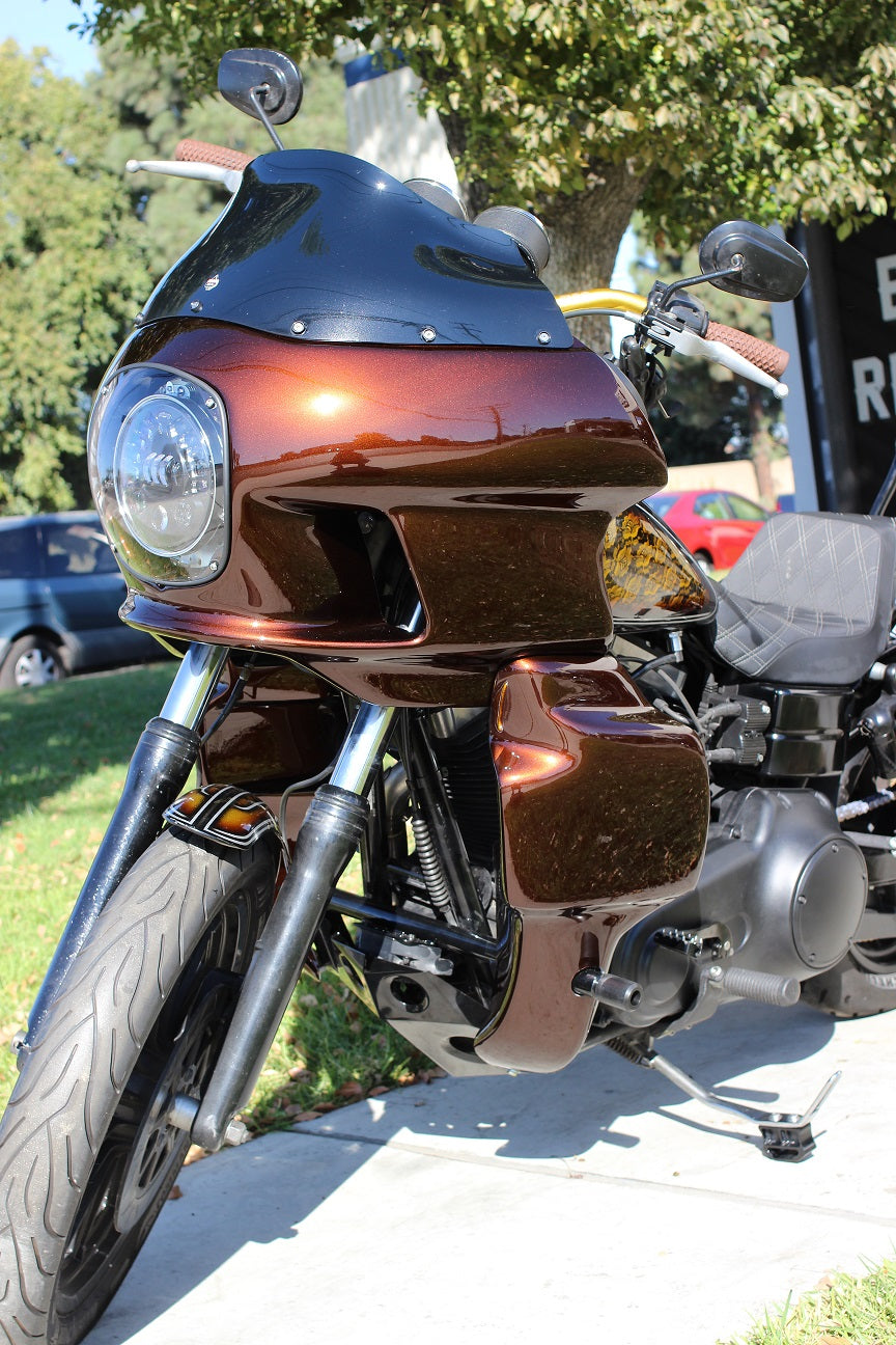 RWD FXRT fairing installed on Harley performance build