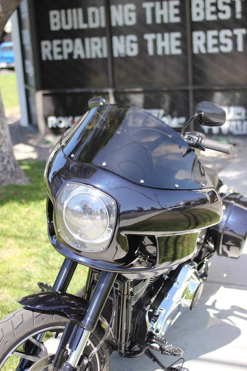 RWD FXRT fairing installed on Harley performance build