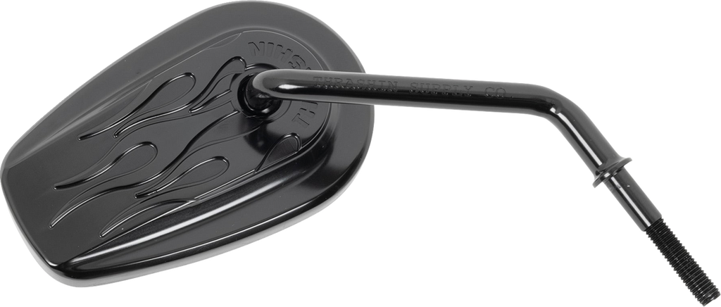 Thrashin Supply Billet Mini Mirrors in anodized black flame design