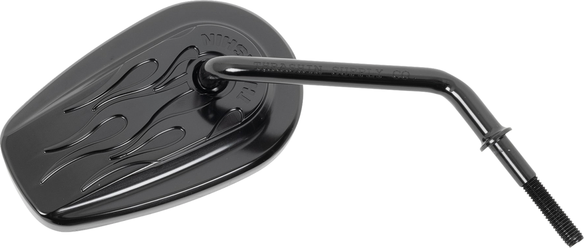 Thrashin Supply Billet Mini Mirrors in anodized black flame design