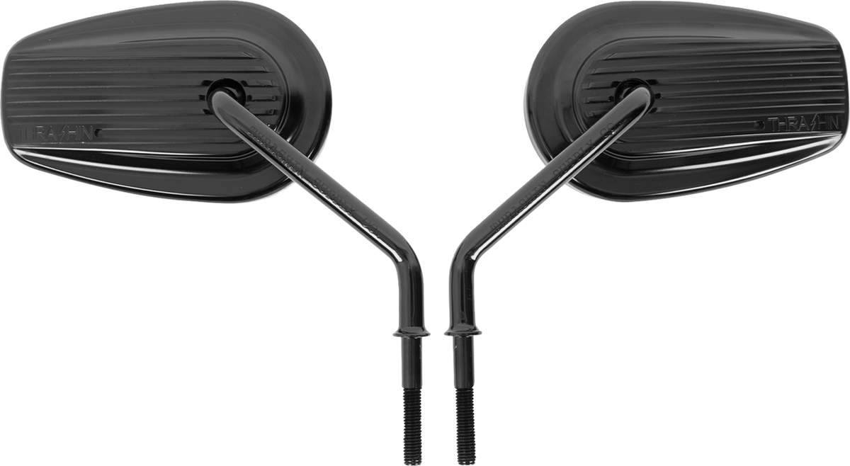 Thrashin Supply Billet Mini Mirrors in anodized black finned design