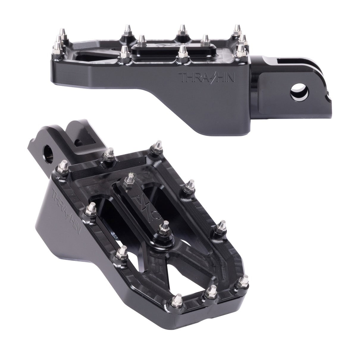 THRASHIN Supply Aggressor billet aluminum Harley footpegs for m8 softail rider