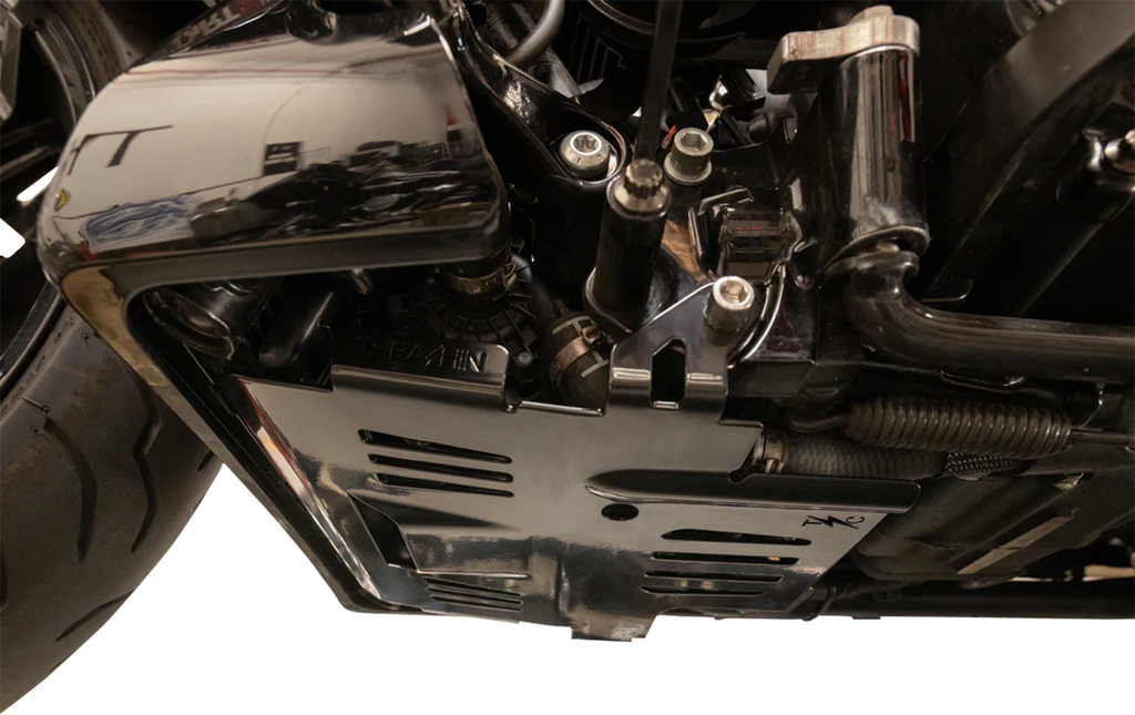 Thrashin skid plate protecting underside of 2024+ Harley Touring