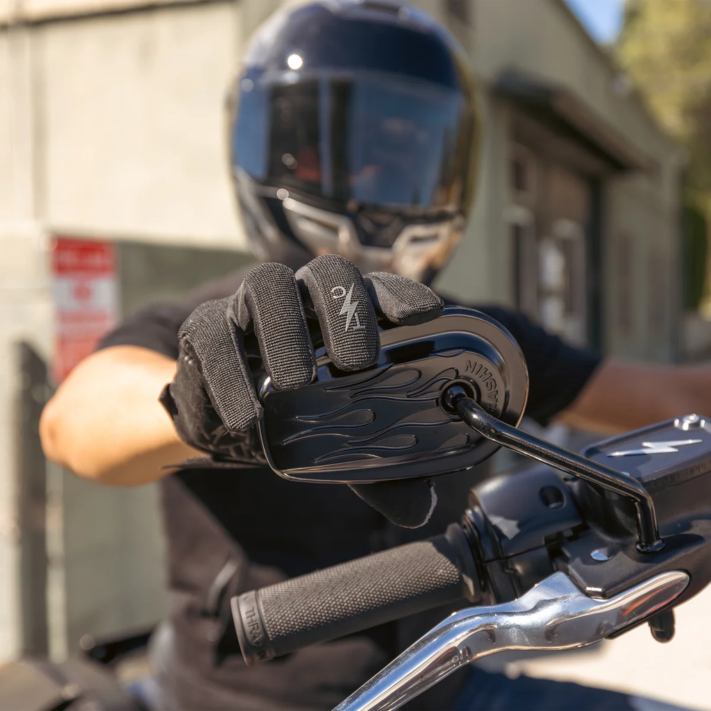 Thrashin billet aluminum mini motorcycle mirror close-up