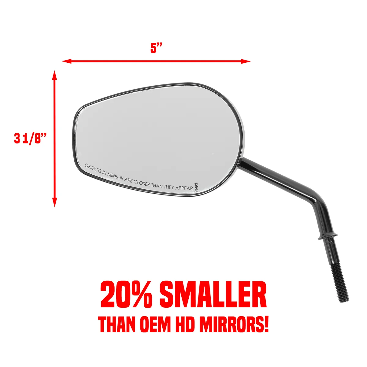 Thrashin mini mirrors compared with stock Harley-Davidson mirrors