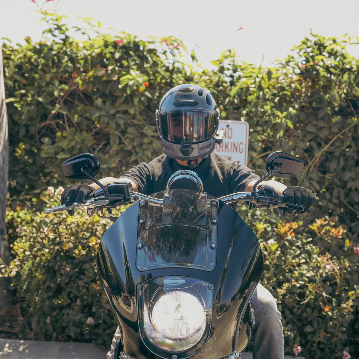 Thrashin Billet Mini Mirrors installed on compatible Harley handlebars