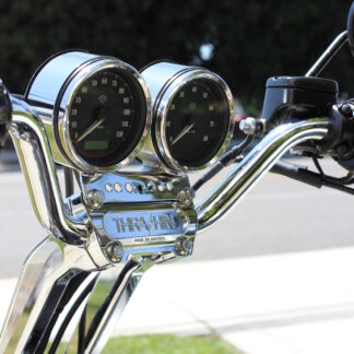 thrashin supply risers with dual gauge mount in chrome